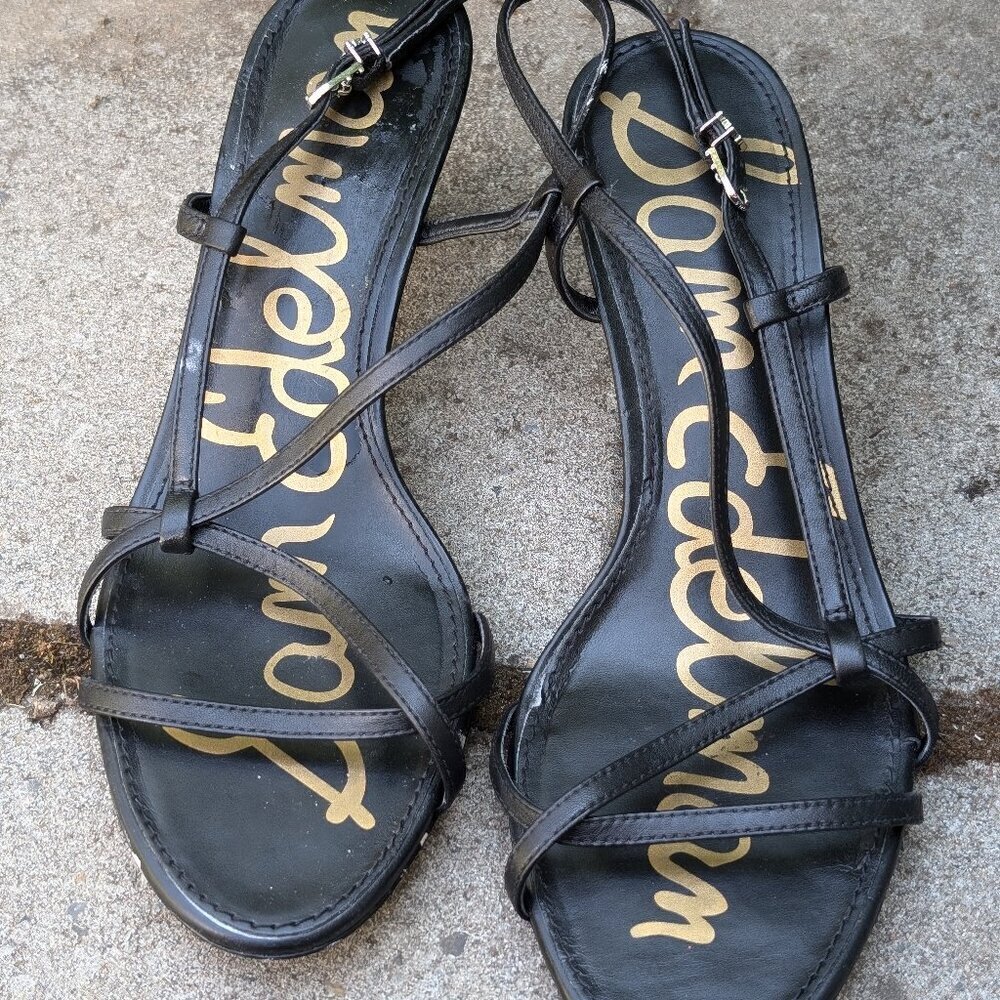 Sam Edelman black strappy kitten heel size 8.5